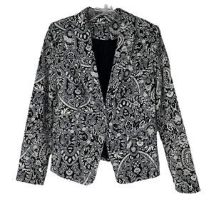 MNG Collection Paisley Navy White Print Blazer Size 10 Gardencore Fairycore